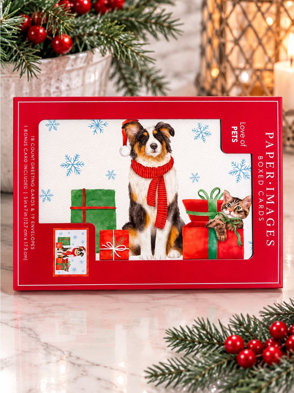 Christmas Pets Boxed Cards - Set of 18 w/Envelopes